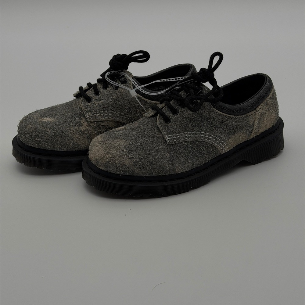 Dr. Martens 8053 Grey Hairy Suede Leather Lace Up Oxford Shoes Womens 5 Mens 4
